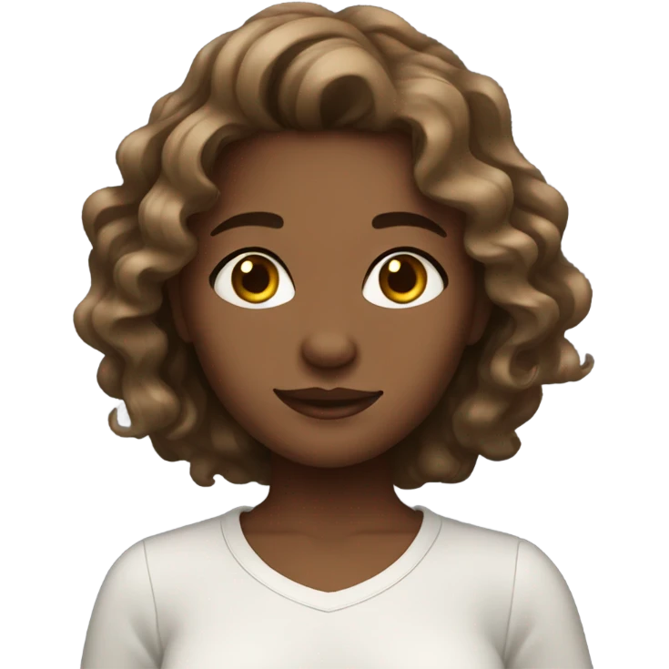 wavy hair brown skin girl  emoji