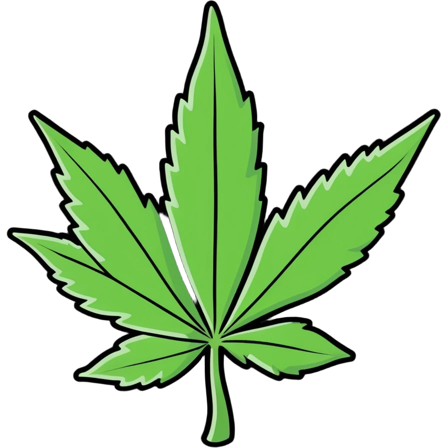 cartoon funny cannabis leaf with a big smile emoji