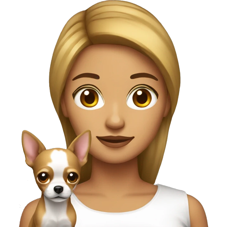 mujer pelo castaño con chihuahua emoji