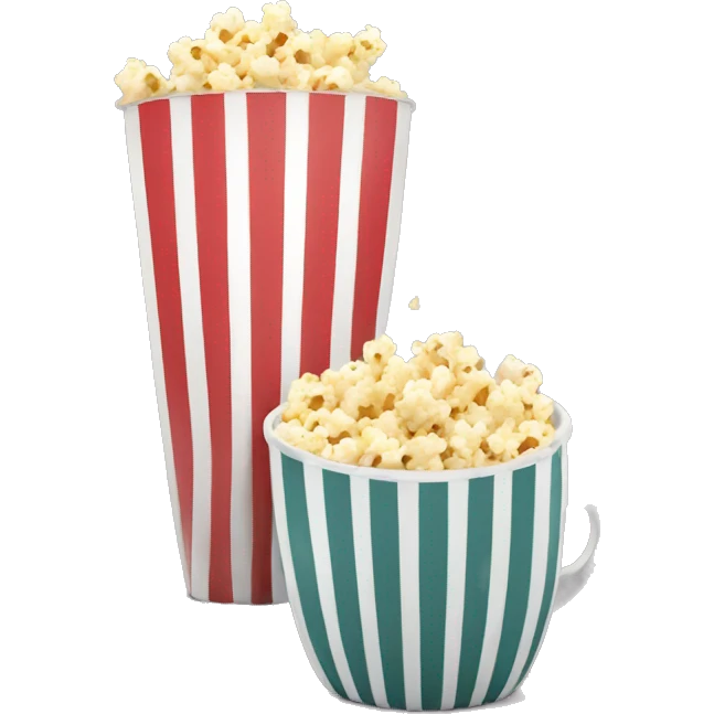 Popcorn in a striped cup with a TV emoji