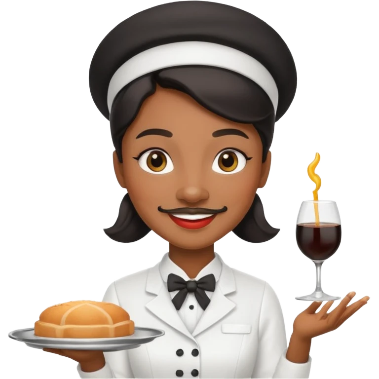 mustached black waiter woman emoji