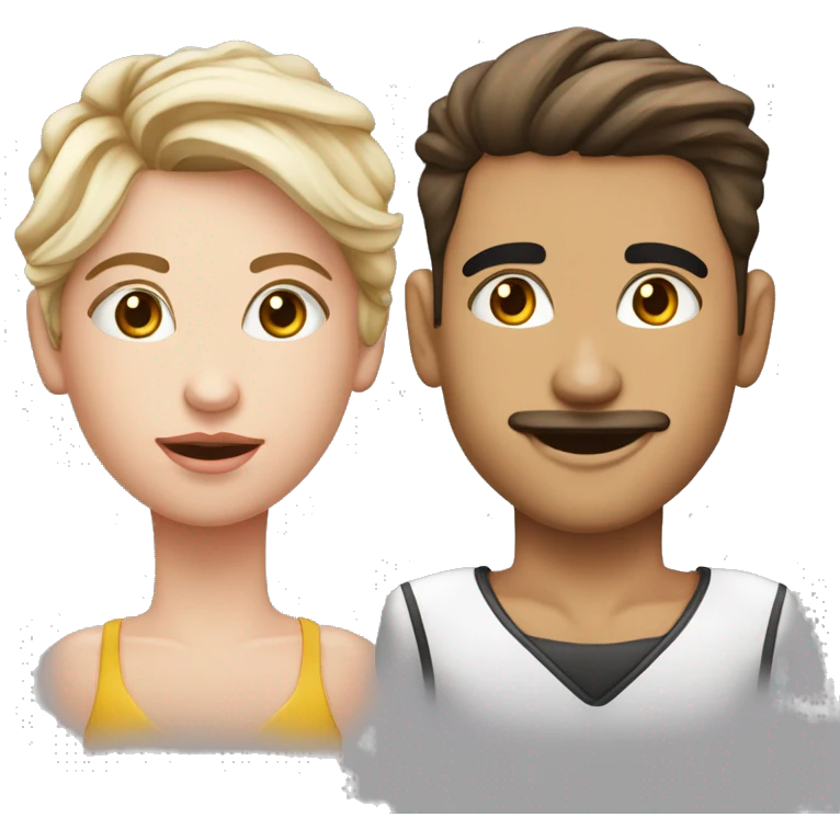 joven con corte alto y al lado, tez normal, cara diamante ojos con bolsas, labios delgados emoji
