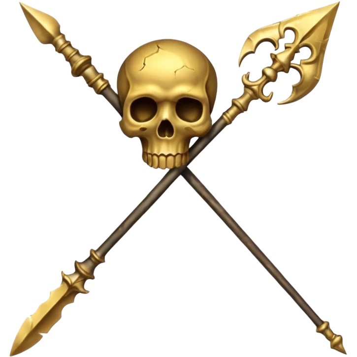 broken gold skull spear emoji