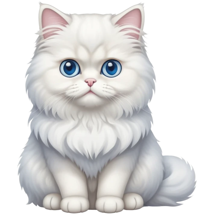 Persian cat full body sitting with blue eyes emoji