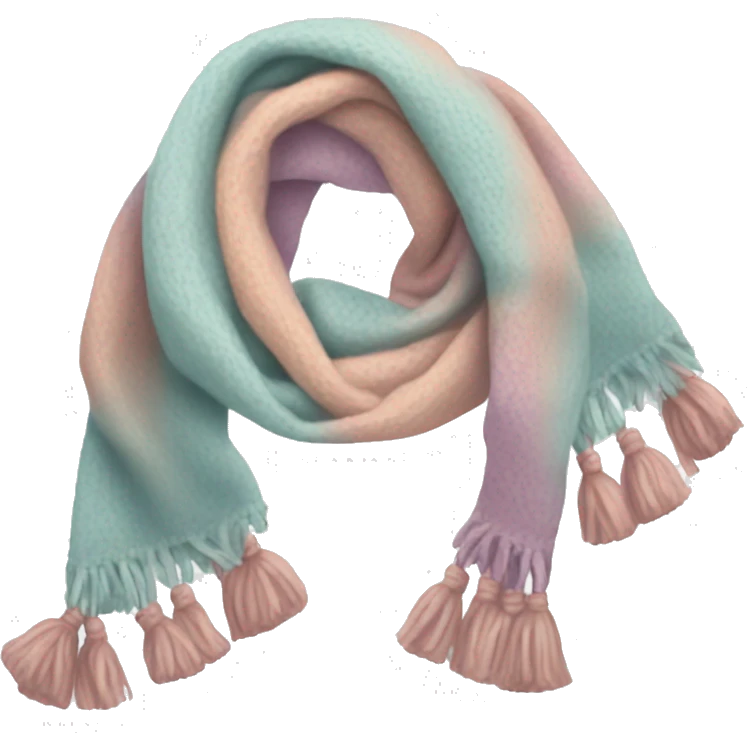 Scarf: pastel colors, with a cozy texture, and tassels on the ends of the scarf. emoji