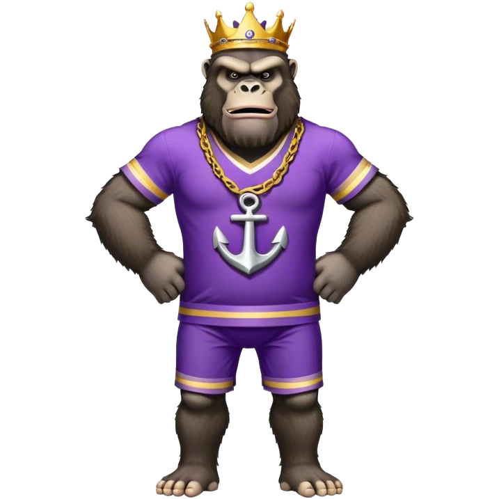 king kong wearing dockers jersey white and purple anchor emoji