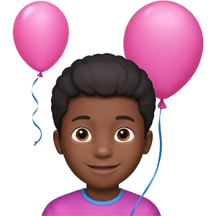 black boy with pink baloon emoji