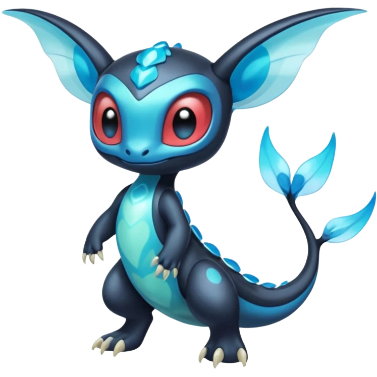 Iridescent Translucent Bioluminescent Diaphanous Meloetta-Salamence-Stitch-Toothless-Fakémon-creature-hybrid emoji