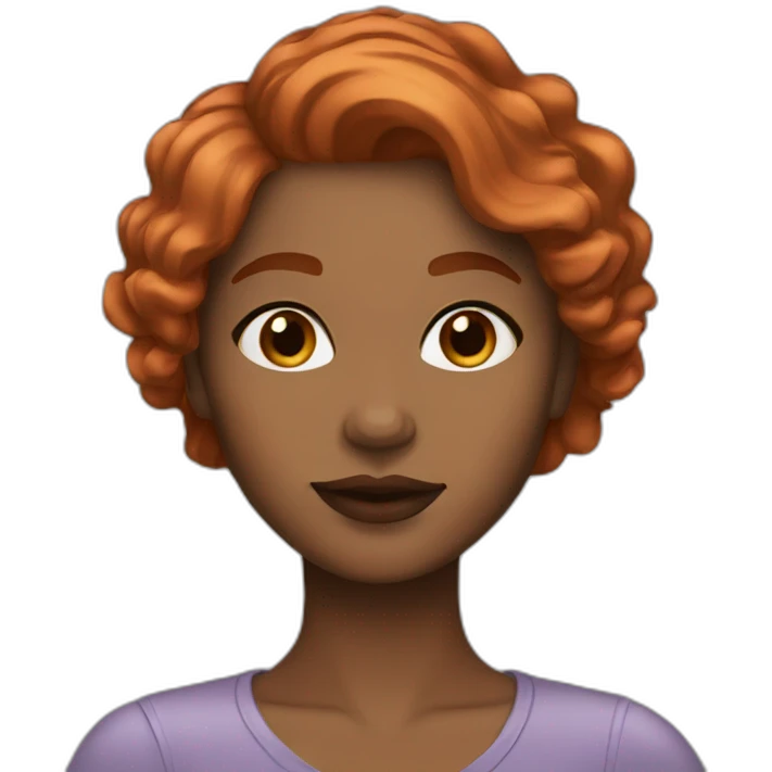Woman copper hair and brown eyes skin light and natural lips  emoji