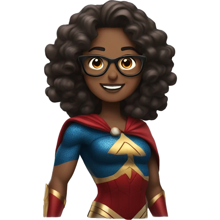 long curly wonderwoman with brown superman with glasses emoji