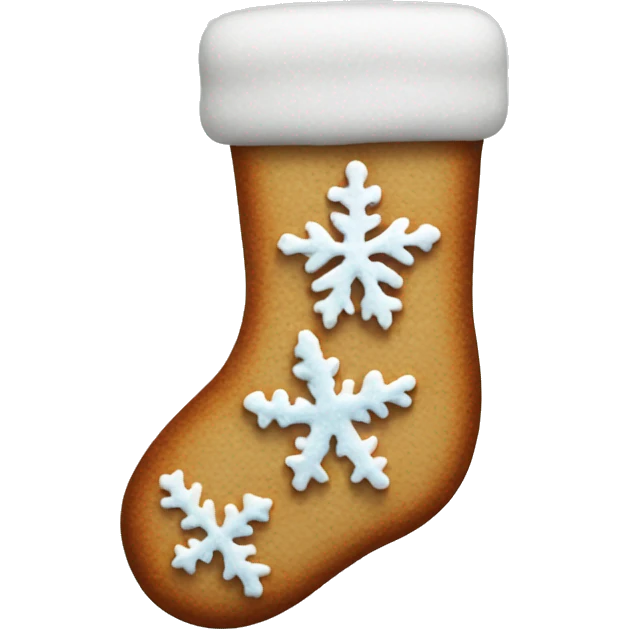 frosted gingerbread cookie shaped like a winter sock emoji