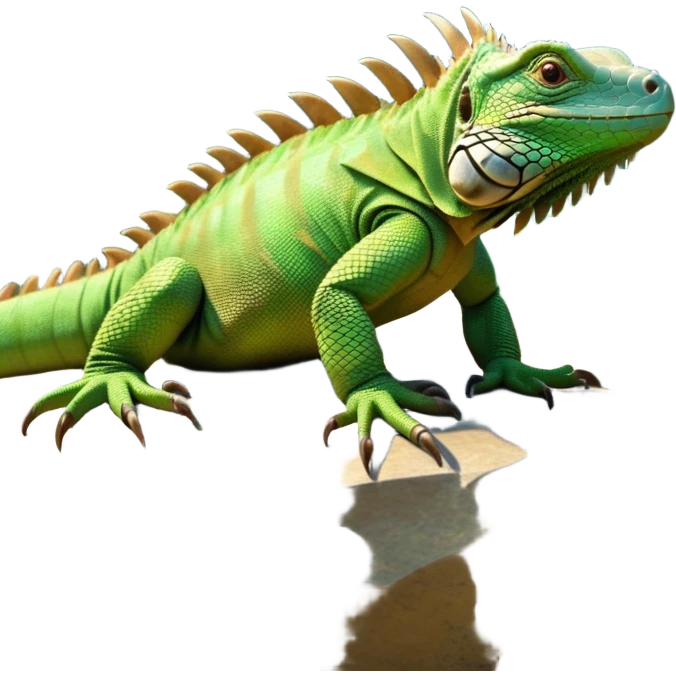 cinematic-iguana-realistic-full-body-basking-emoji,-long-scaly-body-stretched-out-on-a-sunlit-rock,-spiny-ridge-running-down-its-back,-textured-green-and-brown-skin-dappled-with-light,-sharp-intelligent-eyes-studying-the-surroundings,-long-tail-draped-over-the-stone,-simplified-yet-realistic-focused-features,-highly-detailed,-glowing-with-a-warm-tropical-glow

 emoji