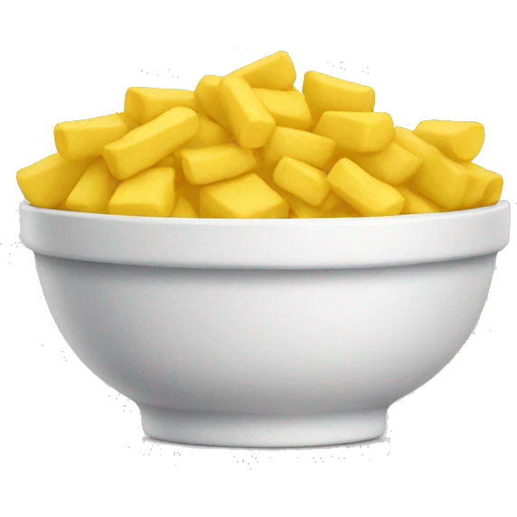 a white bowl filled with yellow crips  emoji