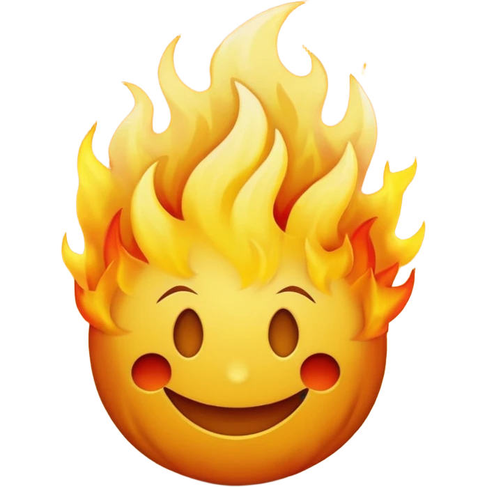 🙂🔥 cobine the two put the fire on topp of the head nothing more nothing less, stop with the ai don’t make it look like a person make it look like an yellow smiley face better emoji