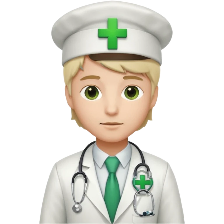 a doctor in white suit with a doctor hat with green cross emoji