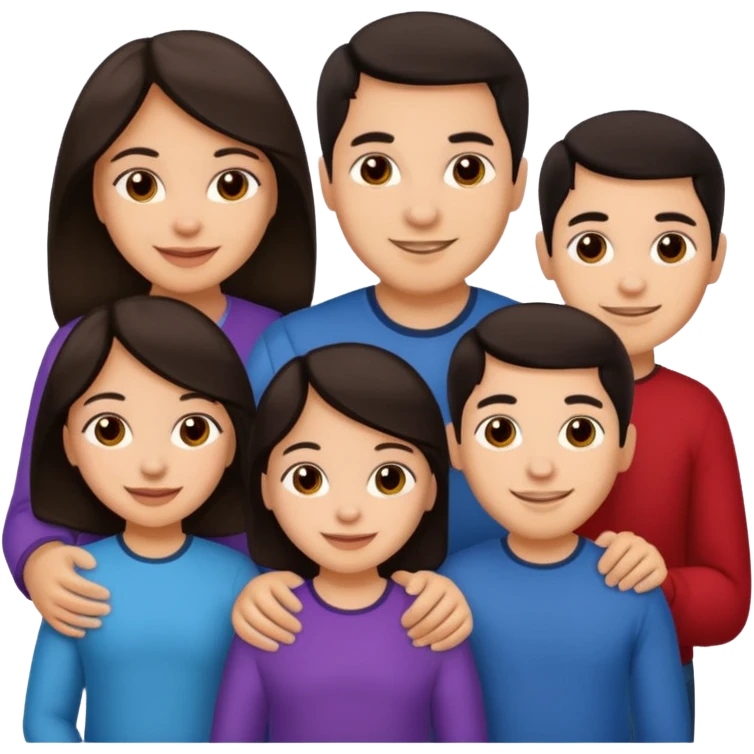 Light skin dark hair, Hispanic family of 6 emoji