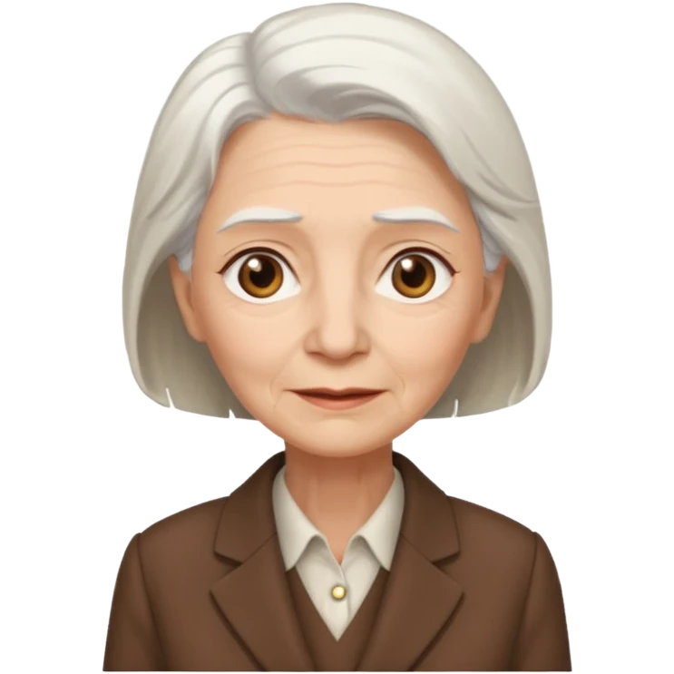 white hair old woman brown suit emoji