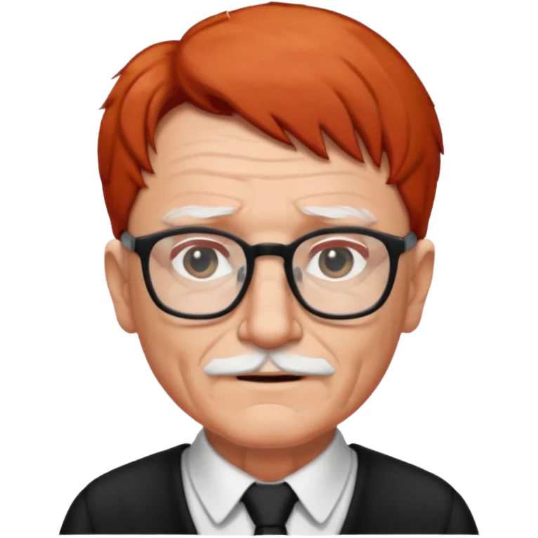 red-haired old man wearing glasses and black-white dress code emoji