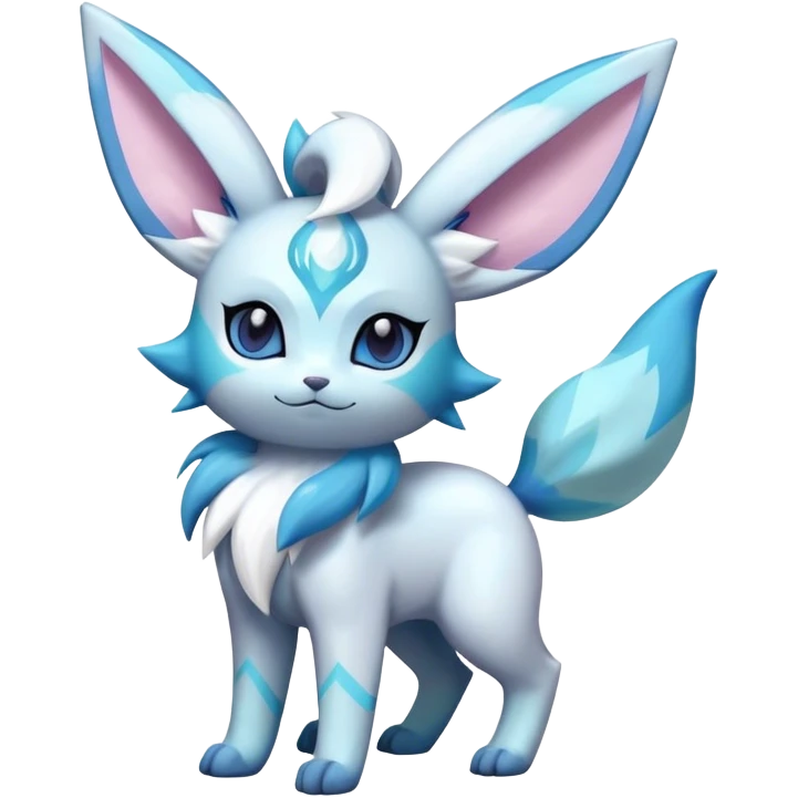 Futuristic Fluffy Celestial Magical Ethereal Glaceon-Espeon-Sylveon-Umbreon-hybrid, full bod emoji