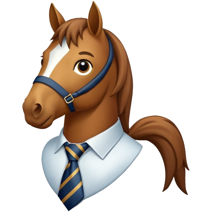 A horse with a tie looking left emoji
