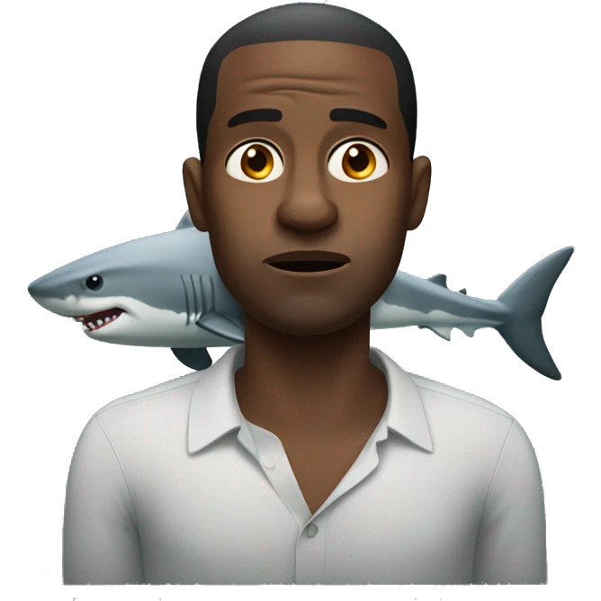 Black man frowning on a shark emoji