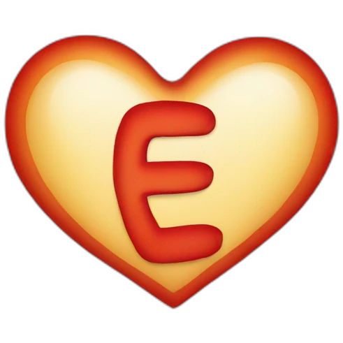 Heart with letter “E” in it emoji