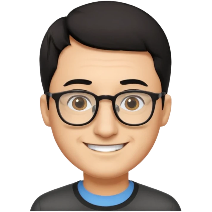 Emoli hombre con lentes poco cabello negro y nariz grande emoji