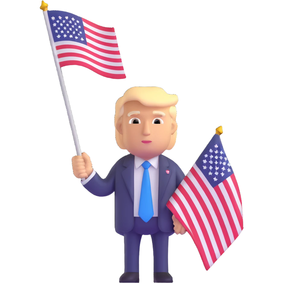 Donald Trump holding USA flag emoji
