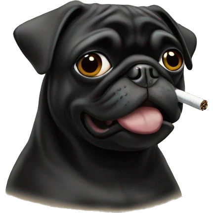 Black pug smoking a cigarette emoji