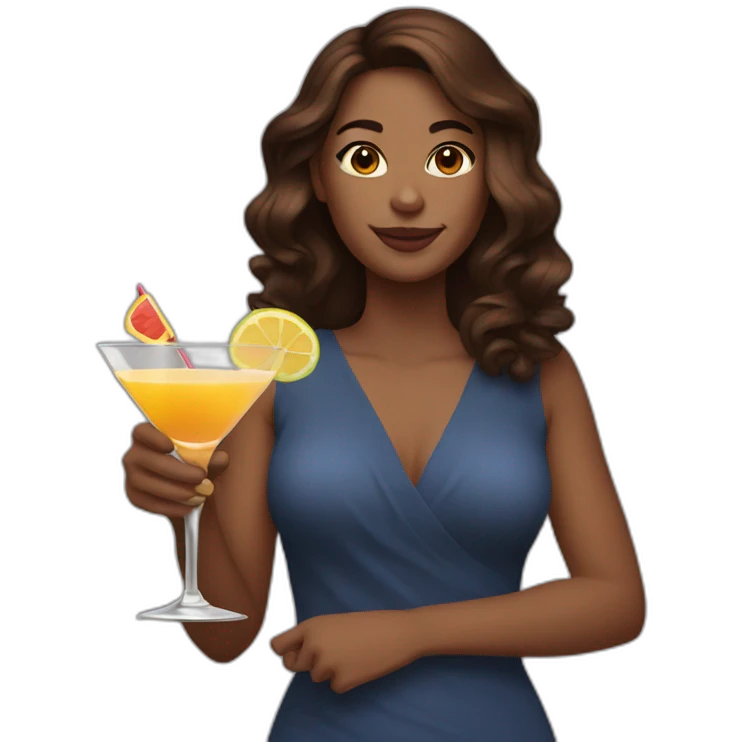 Woman brown hair with cocktail in her hands emoji