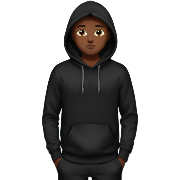fullbody Mysterious sky man in black hoodie, hands in pockets and black pants emoji