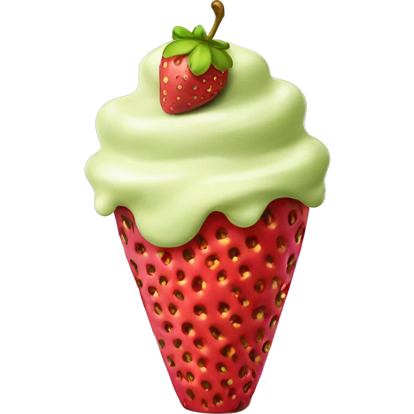 Pistachio cream covered strawberry in a cup  emoji