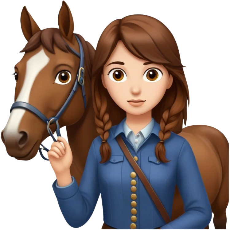 girl with brown hair leading a horse emoji