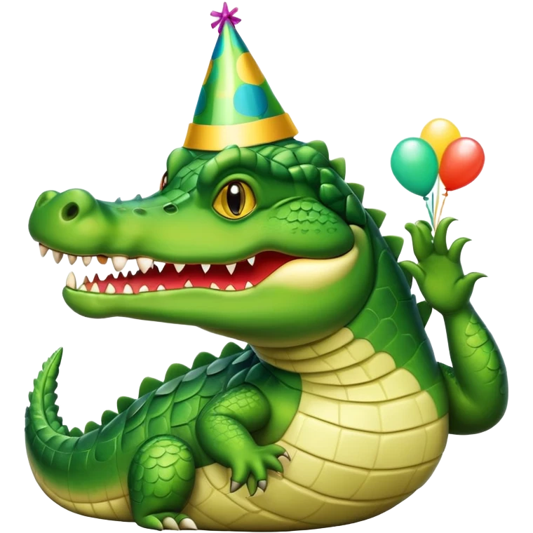crocodile wearing a party hat emoji