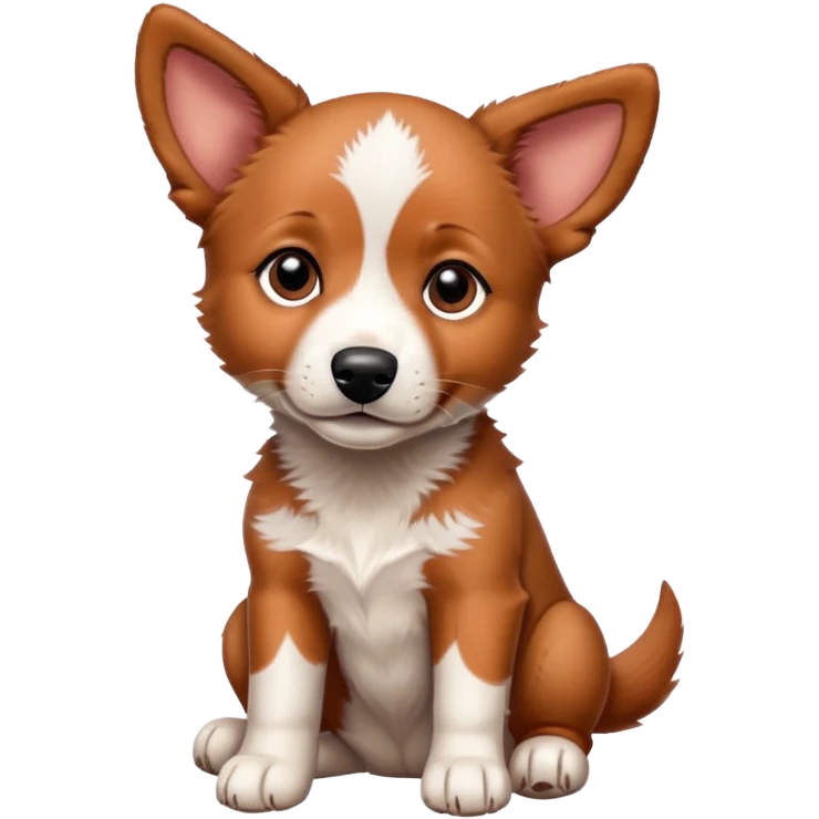 Red heeler puppy with one ear up and one ear down emoji