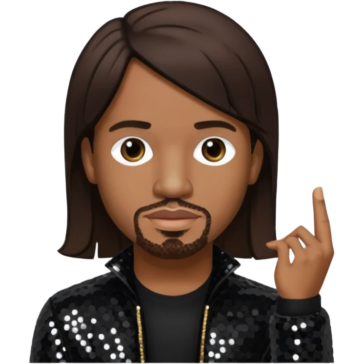  Stevie J, Record Producer with dark brown hair, black sequin outfit emoji