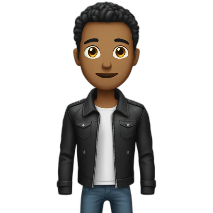 Skinny guy with long armas and legs and wearing a leather jacket emoji