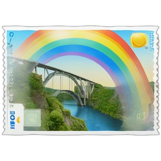 Custom 1k euro rainbow note with one of the Europe bridges emoji