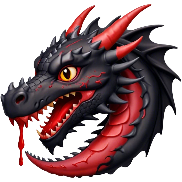 Black dragon with blood drips emoji