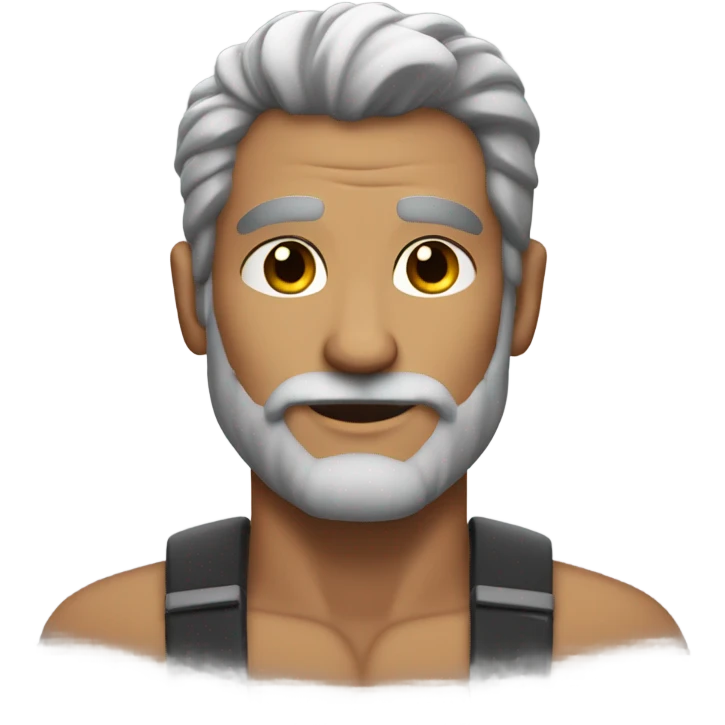 Hot bearded shirtless muscled dad, salt and pepperhair emoji