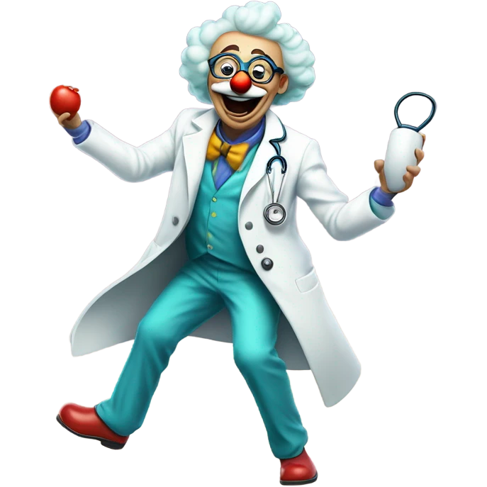 Funny doctor clown dancing emoji