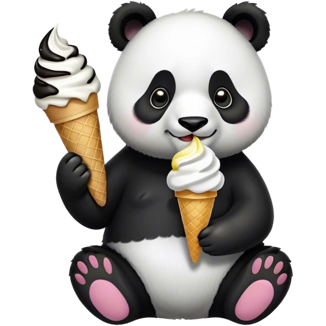 Panda eating ice cream emoji