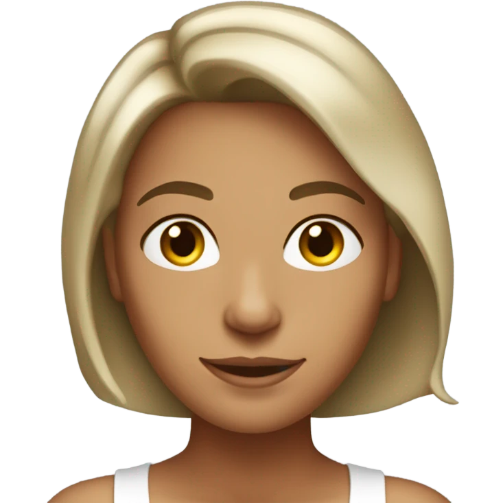 White 30 year old women tanned with medium bob brown  emoji