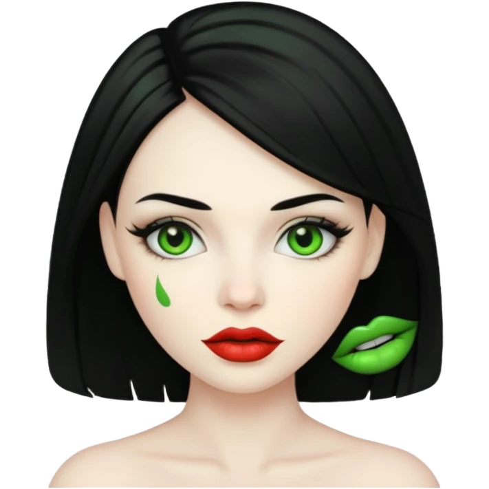 woman with greenl ips emoji