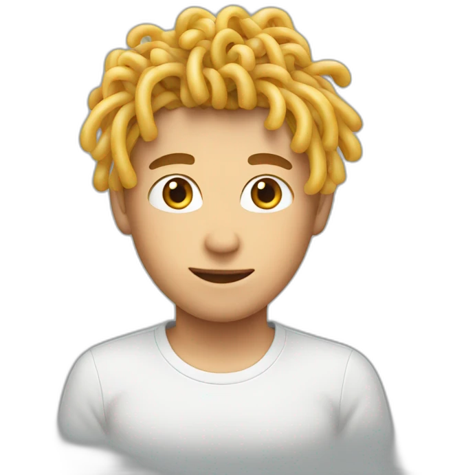 a boy with spaghetti hair emoji