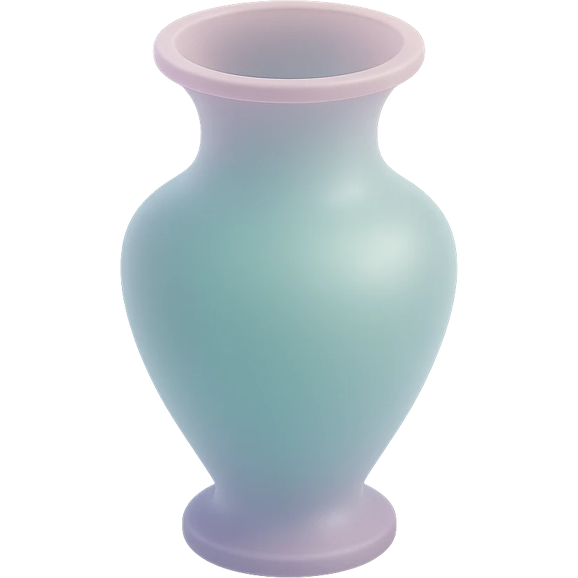 decorative vase, soft pastel colors, translucent effect, matte glass style illustration emoji