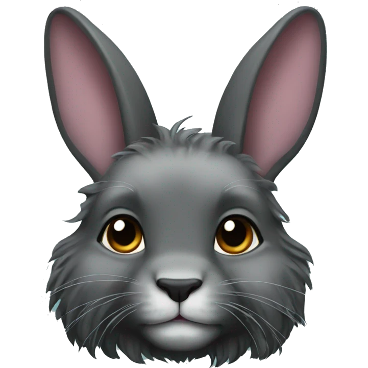 Black lionhead rabbit emoji
