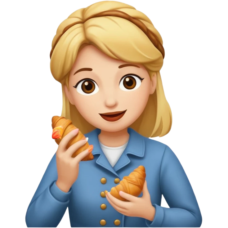 woman eating croissant emoji