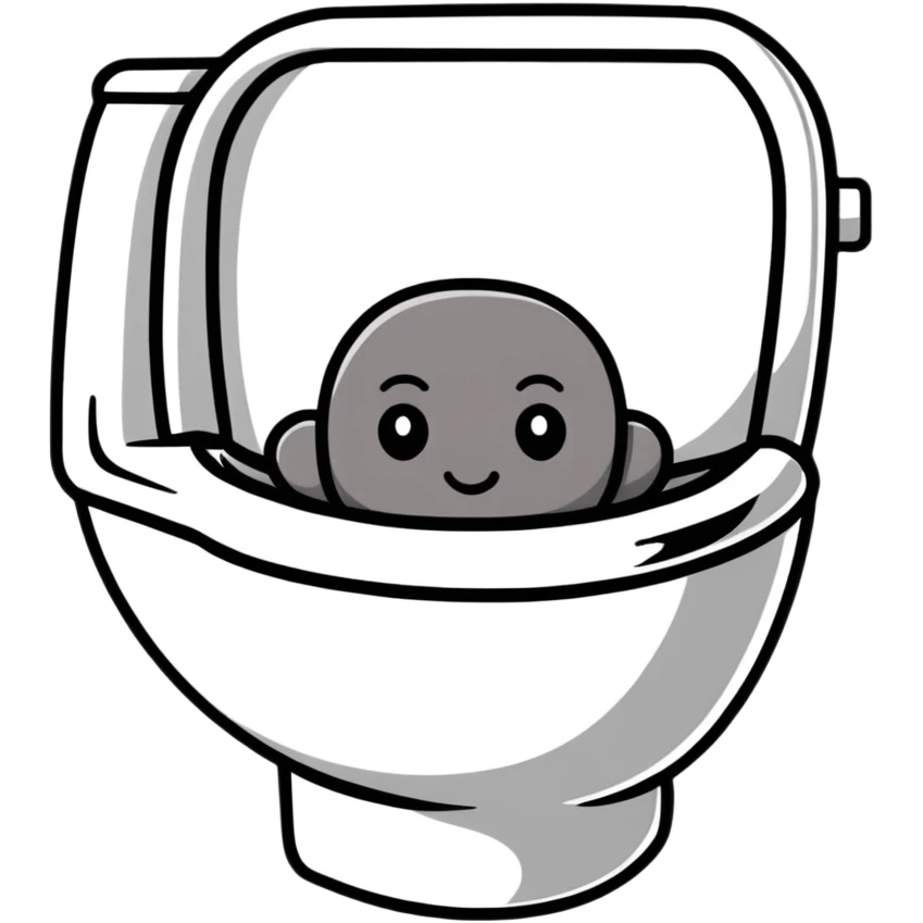 Toilet with a human head visible inside the bowl emoji