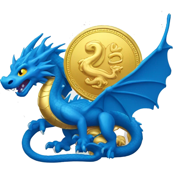 golden coin with a blue dragon emoji